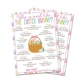 Who Is Most Like The Easter Bunny Game Cards, Colorful Full Print Eggs Easter Day Icebreaker Game For Family, Boys & Girls, Party Favor & Supplies, Set Of 20 (A05)