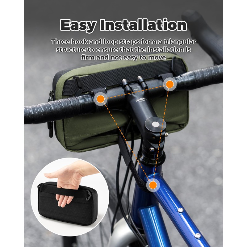 ROCKBROS Bicycle Handlebar Bag Front-Mounted Cycling Pouch with Detachable Shoulder