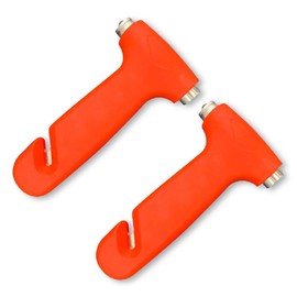 Premium Seat Belt Cutter & Instant Window Hammer - Life Saving Quick Escape from Your Vehicle in an Emergency (2-Pack, Premium Orange)