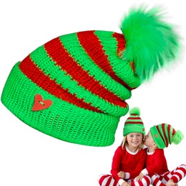 Knitted Santa Beanie Hat Christmas Knit Hats for Baby Kids Winter Warmer