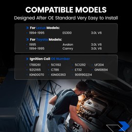 SYKRSS 6-Pack UF204 Ignition Coils Compatible with Toyota Avalon Camry 1994 1995, Compatible with Lexus ES300 1994-1995, V6 3.0L - Replaces 1788261 5C1192 5C1292 9091902214 9212165 GN10694
