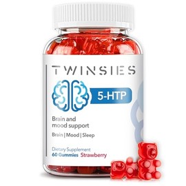5-HTP Gummies 200mg with L-Tryptophan Supplement for Brain, Mood Stabilizer and Sleep Support, 60 Strawberry Gummies (Strawberry)