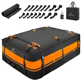 Maelstrom Rooftop Cargo Carrier,Car Roof Bag,21 Cubic Feet Waterproof Roof Rack Cargo Carrier,Tear Resistant Vehicle Cargo Carrier for Car with/Without Rack,Orange (BST01-MSRB01-21CFBK-1)