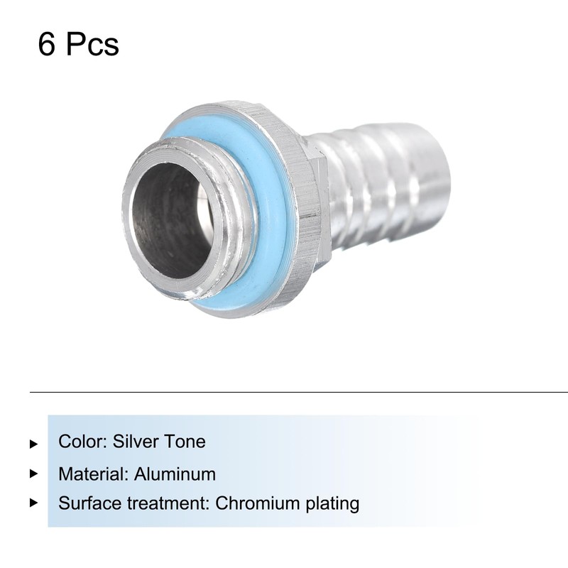 sourcing map Hose Barb G1/4 x 10mm Thread Male Aluminium
