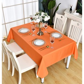 KAIPHO Orange Rectangle Tablecloth Waterproof Stain Resistant Wrinkle Free Table Cloth 210GSM Polyester Wipeable Table Cover for Party, Banquet, Indoor and Outdoor - Rectangular/Oblong, 52 x 70 inch