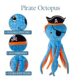 The Petting Zoo Octopus Stuffed Animal Plushie, Gifts for Kids, Pirate Animals, Pirate Octopus Plush Toy 15 inches