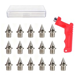 Vitalux Track & Field Spike Pins 16 Pcs Steel Short Distance Splint Competition Truck All Weather Shoe Replacement Mounting Handle with Case for Club Running Tracks Beginners