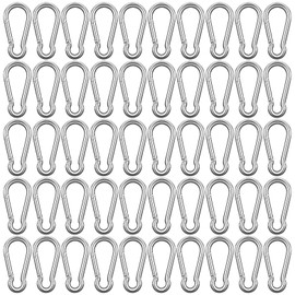 Pack of 50 Carabiner Clip, 40 mm Small Carabiner Clips Mini Carabiner Aluminium Carabiner Clip Small for Backpack Belt Dog Leading Camping Hiking Fishing Traveling (Silver)