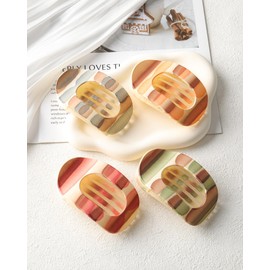 4 PCS French Flat Hair Clips for Women Stylish Hand-Painted Watercolor Flat Hair Claws for Thin Thick Hair Strong Hold No-Slip Duckbill Hair Barrettes for Women Girls（Green + Pink + Orange + Gray）