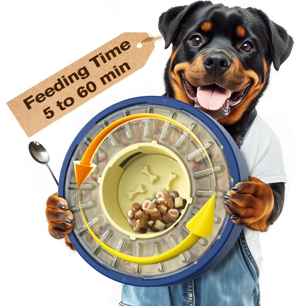KADTC Dog Rotating Slow Bowl Puzzle Feeder Adjustable Feeding Time