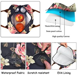 LOKASS - Bolsa de almuerzo aislada para mujer, resistente al agua, lonchera térmica, suave forro para el almuerzo, para mujeres, adultos, trabajo, picnic, playa, pesca (peonía)