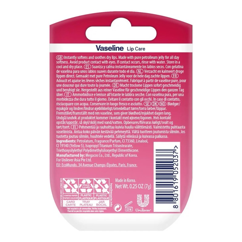 Vaseline Hidratante Protector de Labios Therapy Rosy Lips 7g
