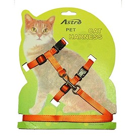 Adjustable Nylon Net Cat Harness and Leash. Available in Blue, Black, Red, Orange, Green, Pink (Orange)