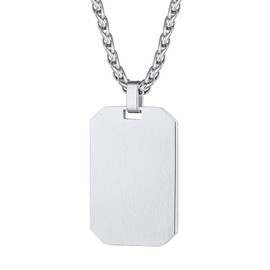 Octagon Army Dog Tag Pendant Necklace for Men Father Stainless Steel Military Jewelry