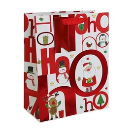 Eurowrap Christmas HoHoHo Santa Gift Bag with Red Gift Tag Xmas Gift Wrap Large