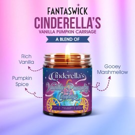 Fantaswick's Cinderella's Vanilla Pumpkin Carriage Candle | 100% Natural Coconut Soy Wax & Cotton Wick in Amber Candle Jar | Hand-Poured in Texas | 9oz