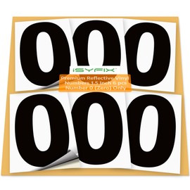 iSYFIX Black Vinyl Number 0 (Zero) Stickers - 6 Pack 1.5 inch - Premium Decal, Reflective Background Pre-Spaced for Mailbox, Signs, Window, Door, Cars, Truck, Home, Business, Address, Indoor & Outdoor