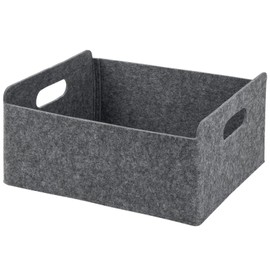 Nivofu Felt Storage Basket, Sturdy, Felt Basket, Foldable Felt Box with Eyelets, Foldable Organiser, Wear-Resistant, Storage Box for Clothes, Toys, Books, Magazines, Cloths, Grey