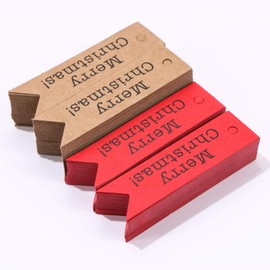 200 PCS Merry Christmas Gift Tags,Mini Kraft Paper Gift Tags,Craft Hanging Decoration Labels with 65.6 Feet Twines String for DIY Art and Home Party(100Red+100Brown)