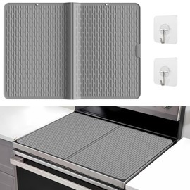 Dionikos Foldable Silicone Stove Top Cover – 20"x28" Stove Top Covers for Electric Stove, Induction Cooktop Protector, Glass Top Stove Cover, RV Stove Top Cover & Dish Drying Mat (Grey)