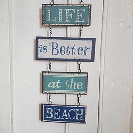 Life Is Better At The Beach Hanging Vintage Design Metal Sign