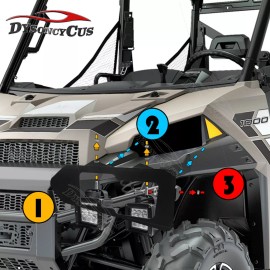 DYSO Fit 13+ Polaris Ranger 900 XP CREW Headlight Mount Dual 24W LED Pod Upgrade Kits