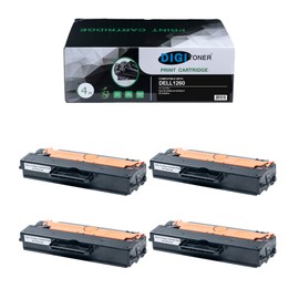 TonerPlusUSA Compatible DELL1260 DELL1265 Toner Cartridge – DELL-1260 DELL-1265 High Yield Toner Cartridge Replacement for DELL Laser Printer – Black [4 Pack]