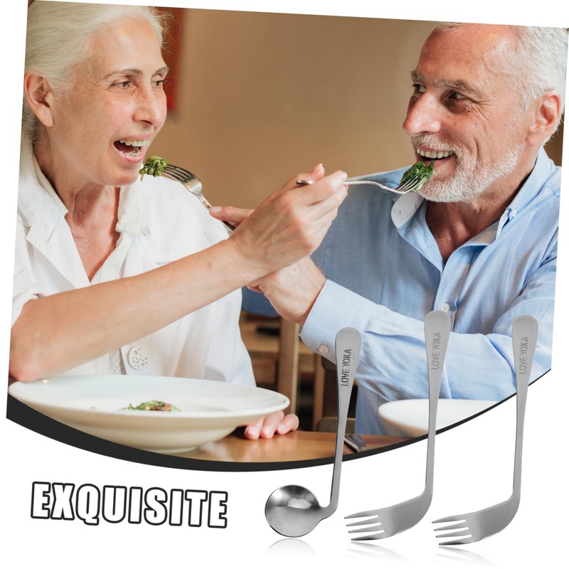Gatuida 1Set Angled Utensils for Easy Self Feeding Ergonomic Tableware