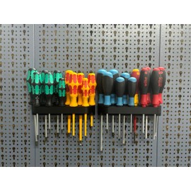 Double Screwdriver Holder for Perforated Wall Suitable for Küpper Perforated Wall and Euro Perforation 45 mm Euro Perforated Wall - All Perforated Walls - System Holder - Perforated Wall Accessories - Tool Wall (2 x Screwdrivers)