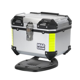 35L Motorcycle Top Case, Universal Motorbike Tail Box, Scooter Tour Trunk Storage Carrier Case for Helmet Luggage with Quick Release Mounting Plate - Silver