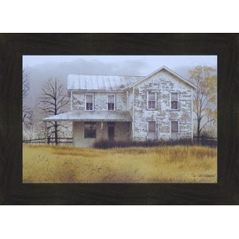 The Olde Homeplace by Billy Jacobs 16x22 Old Weathered House Primitive Folk Art Framed Print Picture (2" Espresso)