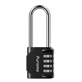 Puroma 1 Pack 2.6 Inch Long Shackle Combination Lock 4 Digit Outdoor Waterproof Padlock for School Gym Locker, Sports Locker, Fence, Gate, Toolbox, Case, Hasp Storage (Black)