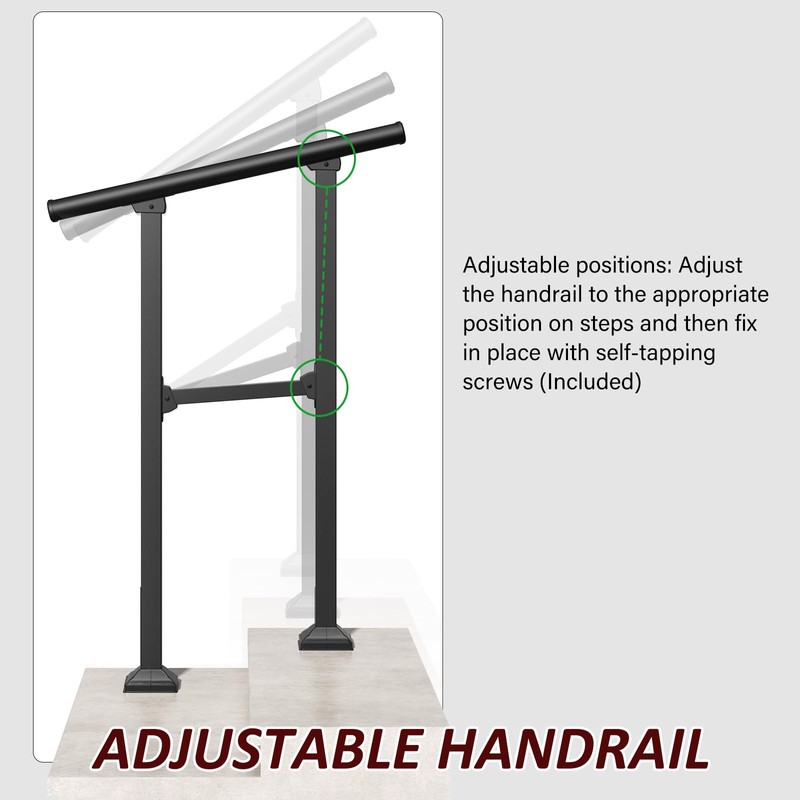 MODCART Hand Rails for Outdoor Steps, 2 Step Handrail 2