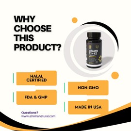 ALNIMA Vitamin D3 + K2 Chewable Tablets – 2000 IU D3 & 75 mcg K2 MK-7 – Halal Certified – Immune, Bone & Heart Support – Natural Cherry Flavor – 90 Tablets – Made in USA