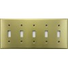 Stamped Satin Brass 5 Gang Toggle Switch Wall Plate