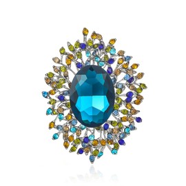 YOQUCOL - Broche de diamantes de imitación de cristal de circonio cúbico, color azul brillante, para mujer