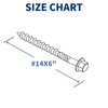 6 Inch Heavy-Duty Outdoor Wood Screws, 50Pcs Hex Head Deck