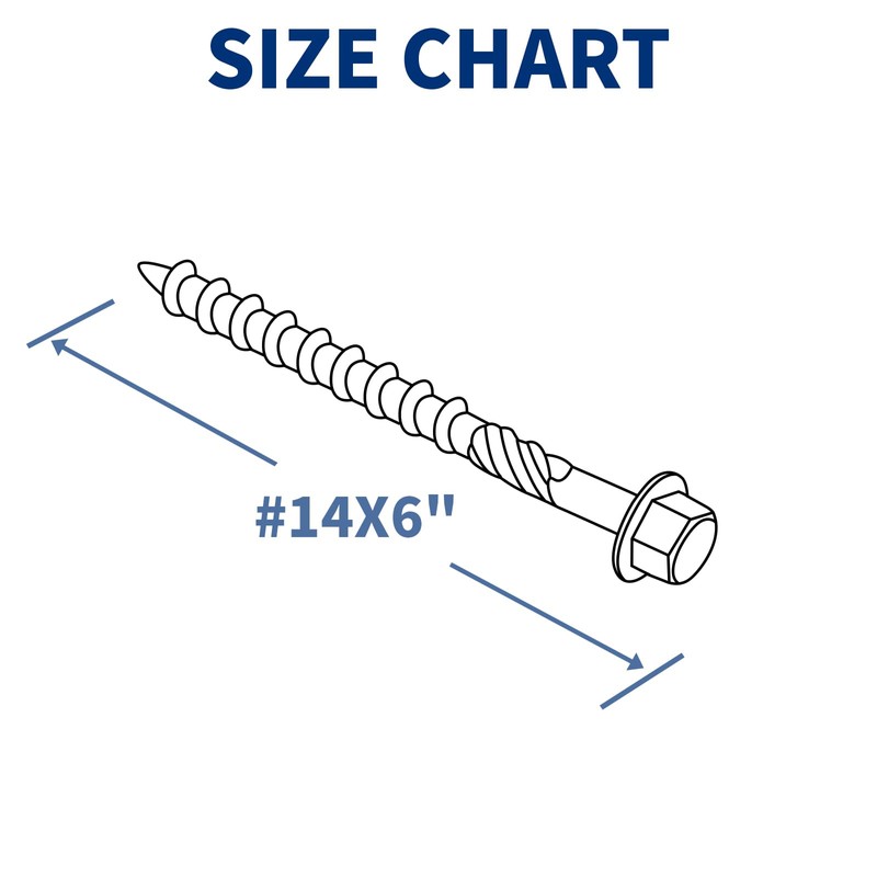 6 Inch Heavy-Duty Outdoor Wood Screws, 50Pcs Hex Head Deck