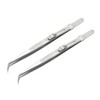 Healeved 2Pcs Steel Tweezers Set Non-Slip Elbow Tweezers for Jewelry