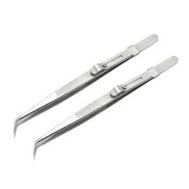 Healeved 2Pcs Steel Tweezers Set Non-Slip Elbow Tweezers for Jewelry Making Crafting and Repair Professional Pointed Kit for Precision Work
