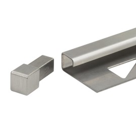 End Piece for Tile Rail Square Profile Corner V2A Brushed Stainless Steel Height 8 mm 10 mm 11 mm Inner and Outer Corner Tile Profile (11 mm)
