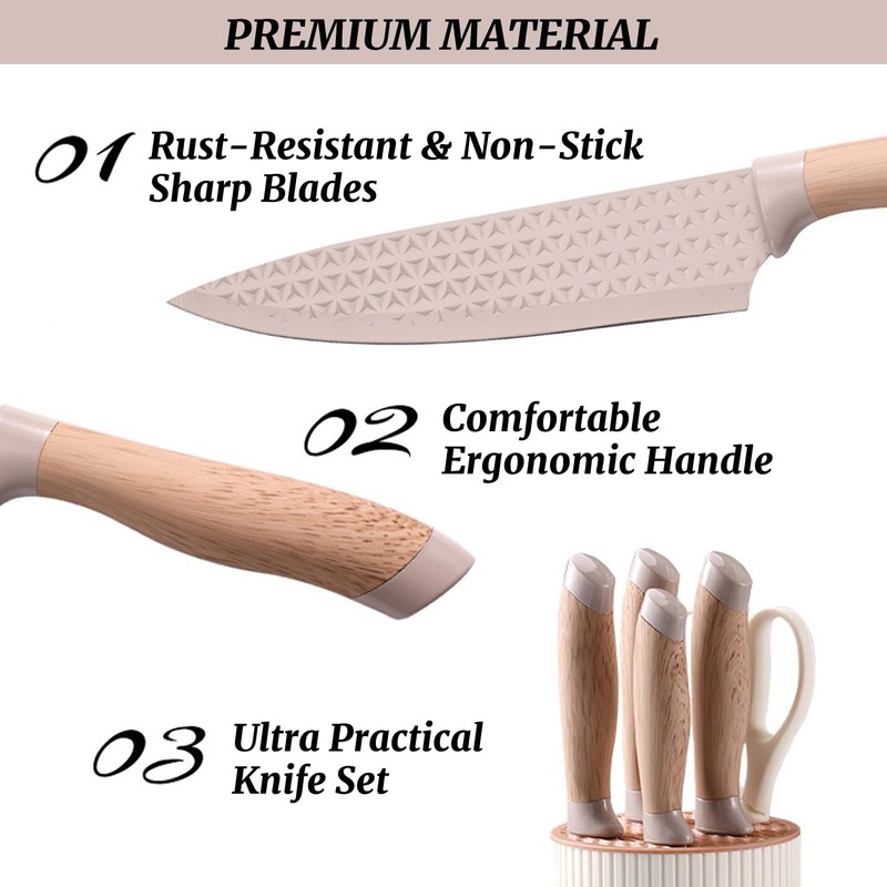 Knife Set, 6 Piece Chef Knife Set for Kitchen, Cooking