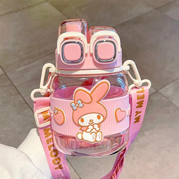Sanrio My Melody Two Straws Drinking Water Bottle 760ml Capacity