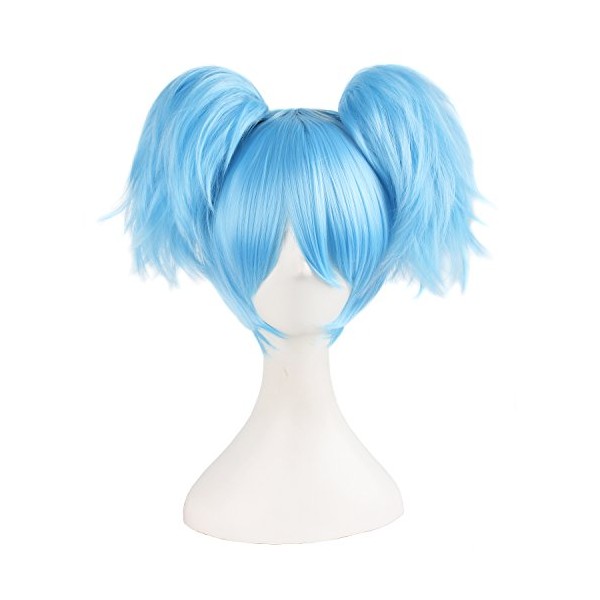 MapofBeauty 12"/30cm Sky Blue Three-piece Wig Short Wig Cosplay Wigs