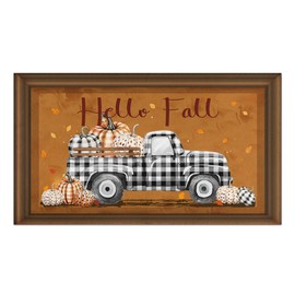 Hello Fall Door Mat Outdoor, Fall Decorations for Home Non-Slip Thanksgiving Doormat Low Profile Autumn Fall Pumpkin Welcome Rug for Home Indoor Outdoor Decor 17 x 30 Inch