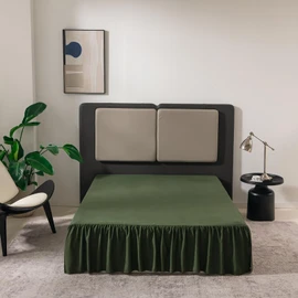 Green Bed Skirt Queen Size Ruffled Bed Skirt with Split Corners, Queen Bed Skirt 12 Inch Drop, TSUTOMI Queen Size Bed Skirt Green for Ruffled Bed Skirt with Split Corners, Bed Skirt Queen Size
