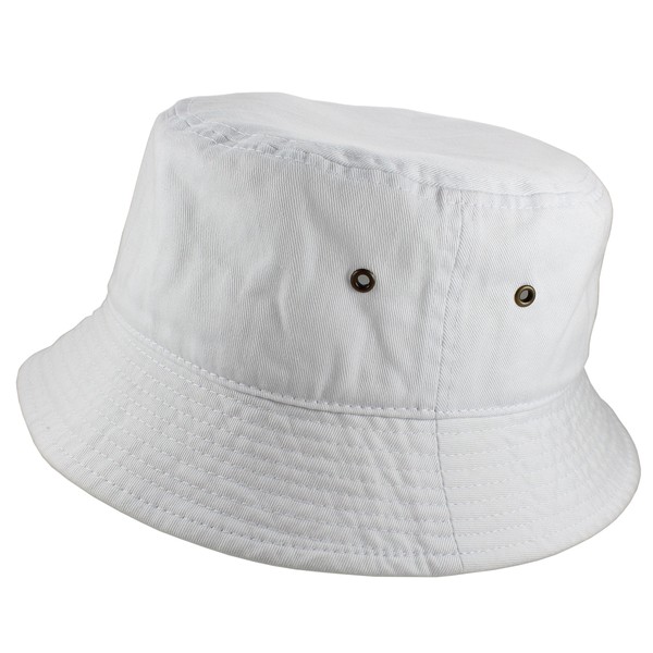 Gelante Solid Color 100% Cotton Bucket Hat for Women and Men Packable Travel Summer Beach Hat 1900-White-S/M