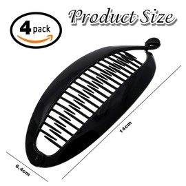 NICECONE 4 Pcs Banana Hair Clip for Thick Fine Curly Hair, Double Banana Clip Vintage Clincher Combs Large Double Ponytail Fishtail Hair Clip Combs for Women Hair Accessories