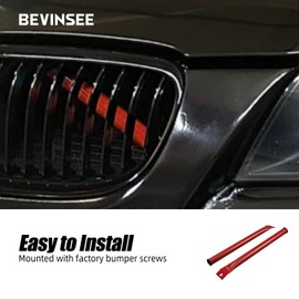 Bevinsee V Brace Bars Kidney Braces Compatible with 3 Series E90/E91/E92/E93 2006-2013, High Strength Steel Front Grille V-brace Only for E9X Series, Powder Coated, Red
