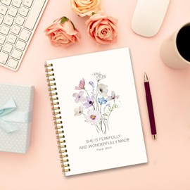 UYIKG Pink Bow Preppy Bible Christian Spiral Notebook Journal for Women Girls School Teen, James1:17 Every Good and Perfect Comes From Above, Notebook 80 Sheets 5.8x8.3